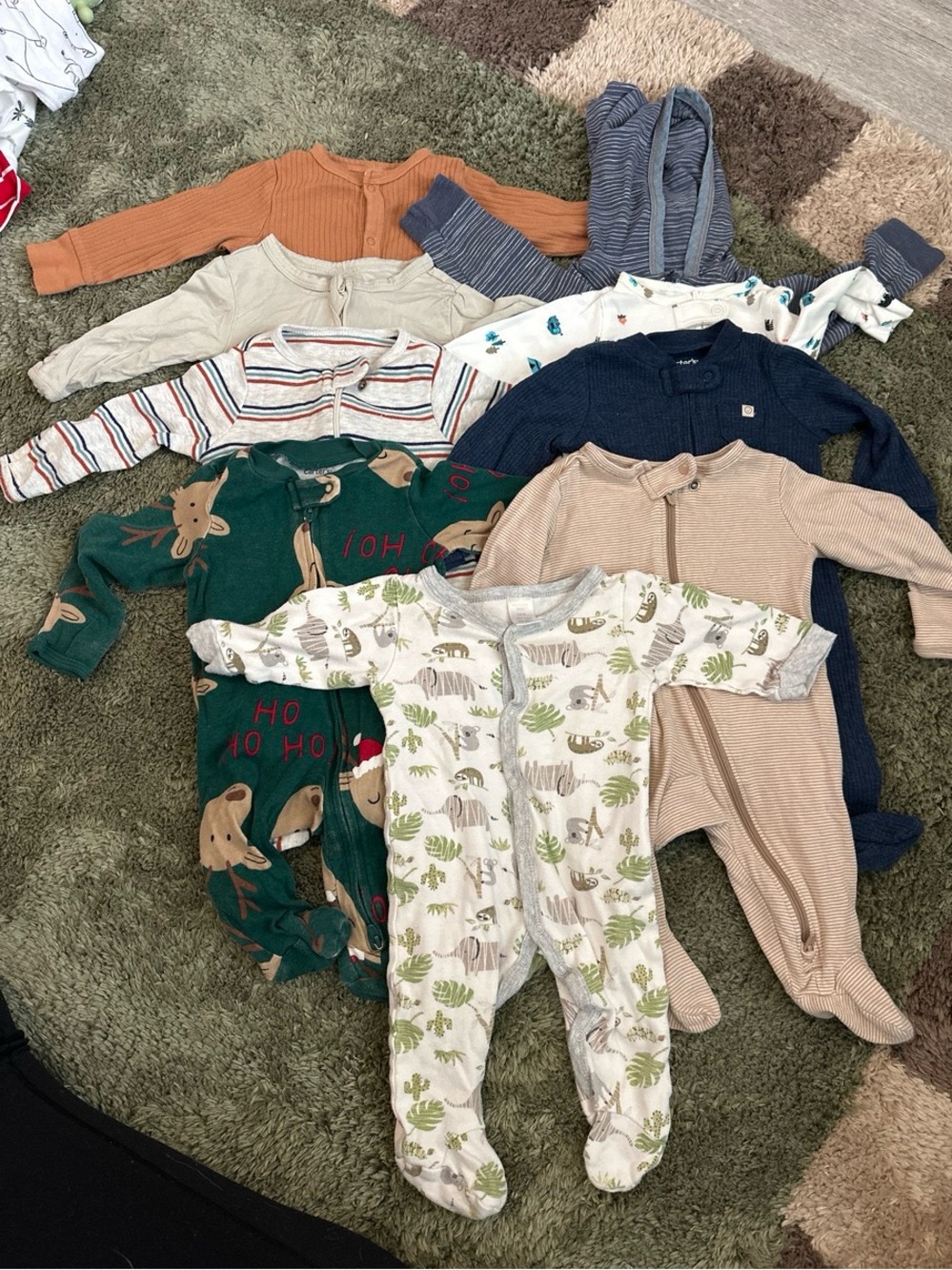 9 Multi-Color Baby One-Piece Footed Sleepers - Pack of Mixed Styles
